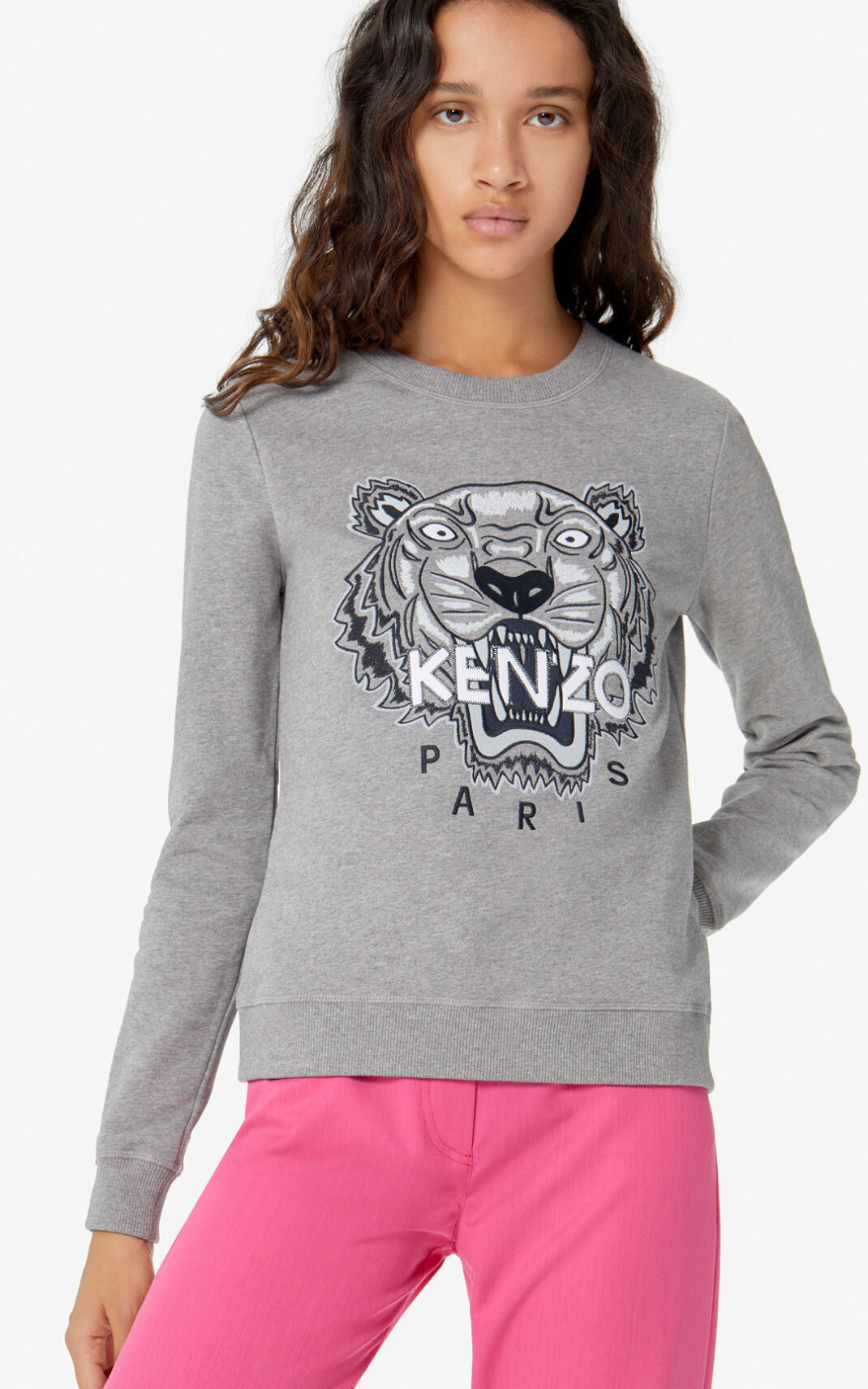 Sweat Kenzo Tiger Femme Grise | ZACQ-32946